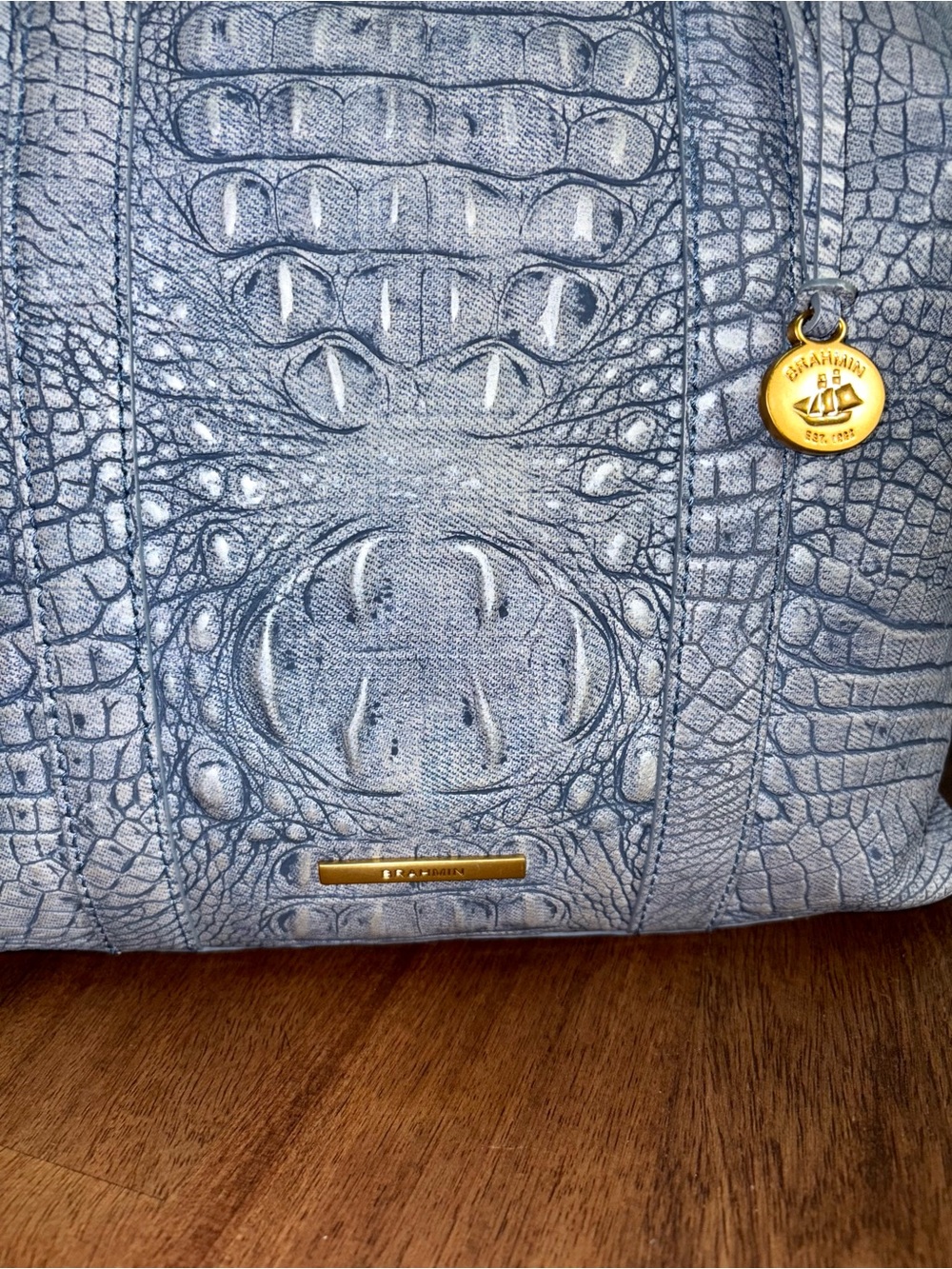 Brahmin EUC Lrg Duxbury & Veronica - Light Denim Tetra - FRONT EYE - Picture 15 of 16